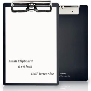 Small Aluminum Clipboard Metal A5 w/Stainless Hangable Pen Holder Low Profile Clip Board 9" x 6" Memo Message Half Letter for School Office Business Medical Workshop Factory Supplies (Pink, A5)