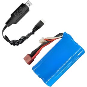 BEZGAR 7.4V 2000mAh Battery with USB Cable for TX124 RC Boat