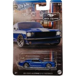 Hot Wheels '65 Ford Mustang 2+2 Fastback, Silver Series 5/5, Blue, 1:64 Scale Diecast