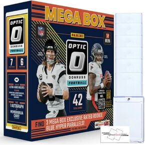 2024 Panini Donruss Optic Football Mega Box with 42 Trading Cards + 6 Toploaders + Magnetic Holder + StreetCards Magnet!