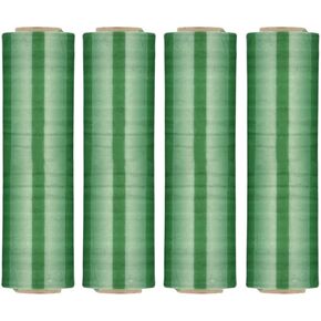 PSBM Green Stretch Wrap, 4 Pack, 18 Inch x 1500 Feet, 80 Gauge, Dark/Opaque Hand Stretch Film Rolls for Packaging Moving Packing Pallets