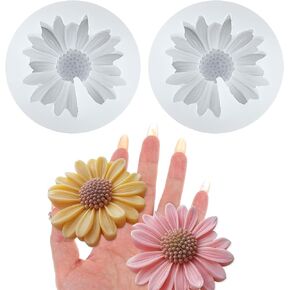 2 Pack Candle Molds Daisy Flower Candle Molds for Candles Making Mold Silicone Flower 3D Mold for DIY Soaps Scented Candles Chocolate Cake Cupcake Sugar Craft Making