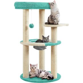 Yaheetech Cat Tree, 35.5in Cat Tower for Indoor Kittens, Kitty House with Scratching Posts & Padded Perch & Space Capsule, Cute Scratching Tree, Pet Furniture for Kittens, Blue/Beige