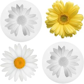 2Pcs Daisy Flower Silicone Mold, DIY Crafts for 3D Candle Making Butter Candles Resin Clay Unique Molds for Home Decor(Transparent White)
