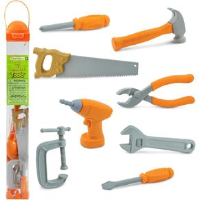 Safari Ltd. Handy Tools TOOB - 8 Mini Figurines Including Vice, Drill, Screwdrivers, Wrench, Pliers, Saw, and Hammer - Educational Toy Figure Set for Boys, Girls & Kids Ages 3+