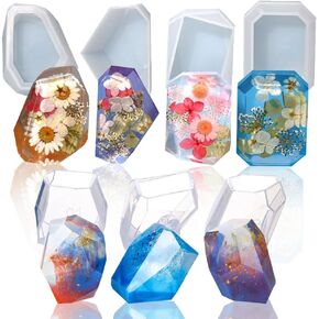 Gem Stone Resin Molds Silicone, Multi-Faceted Crystal Molds for Epoxy Resin Quartz Jewelry Candle Soap Ice Cube Keychain Pendant Resin Tools