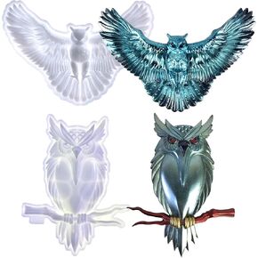 2Pcs Owl Resin Molds, 3D Animal Silicone Epoxy Molds, Lifelike Large Animal Silicone Molds for Resin Casting, DIY Art Crafts Wall Door Hanging Desktop Home Office Decor Cabinets Ornament