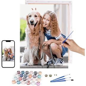DIY Custom Paint by Number from Photo with Pre-Printed Canvas Easy Personalized Paint by Number Kit for Adults (12x12 (30x30cm), 36 Colors (Realistic Effect))