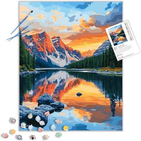 ARNLRDYA Floral Landscape Paint by Number National Park for Adults, Mountain Scenery Painting by Numbers Kits, Revelstoke Parks Canada Acrylic Painting Unframe for Home Decor(20×16inch)