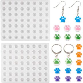 KISSITTY 2pcs Paw Print Silicone Molds Resin Jewelry Molds Puppy Dog Paw Shape Resin Casting Molds for DIY Key Chains Earrings Necklaces Bracelets Jewelry Craft Pet Collars Making