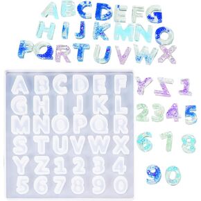 Angel Wings Alphabet Letter Resin Silicone Mold 26 Capital Letters Number 0-9 Epoxy Mold DIY Jewelry Making Keychain Mold Multi-Purpose Baking Mould