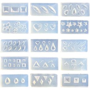 15Pcs Mini Faceted Gem Heart Silicone Molds Nail Art Carving Mold Suitable for DIY Nail Art Decoration Supplies Tool