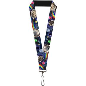 Buckle-Down Lanyard-1.0"-Astronaut Cats in Space/Rainbows/Stars