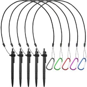 5Pcs Leash Clipboard Lanyard Ballpoint Pen Silicone Ring Office Supplies Pen Lanyard Applicable Black Equipped Climbing Buckle Teachers Students Business People Colleagues