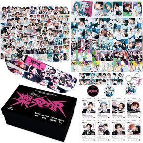 KPOPBTS Stray Kids 樂-Star Gift Box Set Laptop Stickers, Lanyards, Photocards, Keychain Gift Merchandise for SKZ Fans