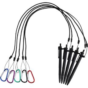 5 Set Pen Leash Silicone Lanyard Holder with Chain, 24 Inch Pen Lanyard with Ring Buckle for Clipboard Pens Holder Attachment Office Supplies (Black)