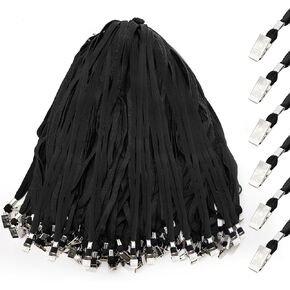 Yesland 100 Pack ID Black Safety Badge Lanyard, Comfortable Nylon Neck Straps Lanyards with Clip Flat for ID Card Name Tags Badge Holders, Office, School, Classroom