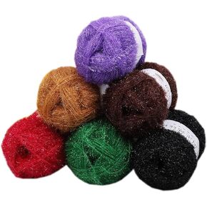 6 Skeins Scrubby Sparkle Yarn, Glass Silk Fluffy Polyester Scrubbie Shiny Yarn for Crocheting Knitting Dishcloths Washcloths DIY 300g (Harvest Green, L)