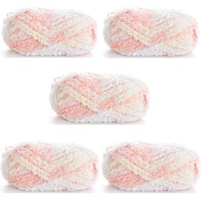500gram/1.1lb Fluffy Fuzzy Coral Fleece Yarn 350yds/5 skeins Bulky Crochet Knitting Yarns for Blanket Sweater Hat Scarf Light Orange Yellow White