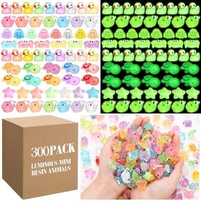 Barydat 300 Pcs Luminous Mini Ocean Resin Animals Figures Tiny Sea Animals Figurines Glow in The Dark for Aquariums Miniatures DIY Fish Tank Landscape Garden Sea Dollhouse Decor