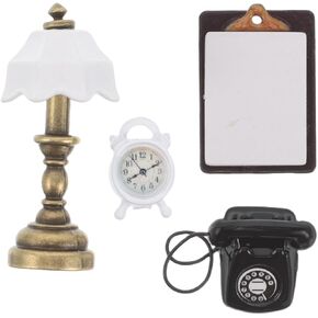 TOYANDONA Dollhouse Miniature Phone Lamp Book Alarm Clock LED Miniature Lighting for Dolls House Decor, Mini Accent Lighting Accessories Doll House Accessories and Furniture