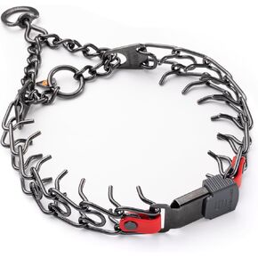 Herm Sprenger Black Stainless Steel Dog Collar with Short Links and Quick Release ClicLock Buckle and Biothane Insert Made in Germany 20in x 3.0mm (Neck Size up to 16-17in) (Black)