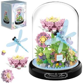 HI-REEKE Flower Butterfly Bouquet Building Block Set, Micro Mini Botanical Building Toy for Women-582 PCS