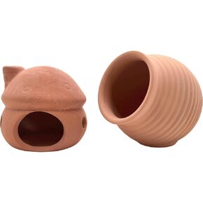 M2cbridge Pottery Ceramic Jar Natural Clay Vase Cichlid Small Fish Shrimp to Play Hide Breed Habitat (Red Clay, 2pcs)
