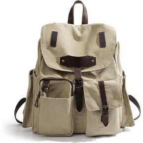 Vintage Canvas Backpack for Men and Women,15.6" Laptop Daypack Rucksack for School,Work,Travel