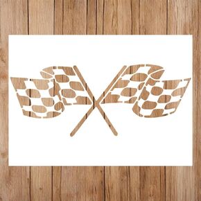 Race Flags Stencil | Racing Checkered Flag Trafic Car Stencils for Painting on Wood, Glass, Wall, Rock, Fabric, Walls, Canvas, Glassware | Flags Stencils (8.5x11)
