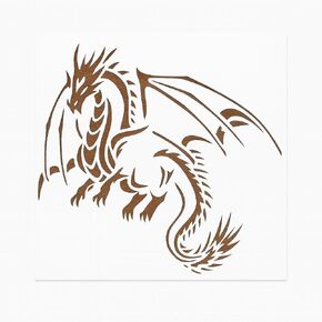 Fairy Dragon with Wings 8x8 inch Stencil, Plastic for Airbrush Painting Drawing and More Reusable Stencil