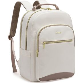 LOVEVOOK Laptop Backpack for Women, 15.6 Inch Work Backpack Purse for Teacher, Back to School Bookbag for Student Teen Girl, Casual Personal Item Travel Bag College Daypack, Beige Black Brown