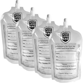 StopLoss Bags 4-Pack - Transfer, Dispense, Mix, Preserve with Ease - Perfect for Woodworking Enthusiasts and Professionals. Specially Formulated For Fine Finishes - Wood Stains, Varnishes, Stain & Dye