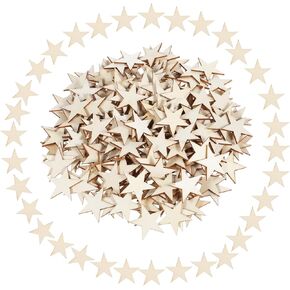 200 PCS Small Wooden Stars for Crafts, 1 Inch Craft Stars Unfinished Wooden Star Cutouts Wood Star Ornaments for DIY Art Crafts Wedding Party Decorate Wood Flags Making