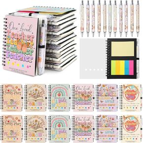 48 Pcs/24 Set Christian Notebooks with 24 Positive Pens, Christian Bible Verse Spiral Notebooks, Floral Church Religious Pocket Journal Notepad for Women Man Party Gifts