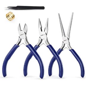 3 PCS Mini Pliers Set, Pink Jewelry Pliers Kit with Needle Nose, Diagonal and Long Nose, Small Plier Tool for Jewelry Making, DIY Crafts, Beading and Electronic Repair