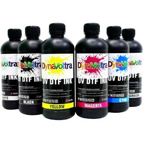 UV DTF Ink for UV DTF Printer – Compatible with Ep XP600 TX800 i3200 L805 1390 DX5 DX6 DX7 i1600 DX10 – Fast-Drying, Vivid Direct to Film Ink for Sticker Printing – 6 x 500ml Set (CMYKWV)