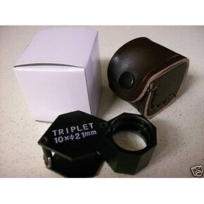 10x, 21mm Triplet Professional Loupes, Black Round Body Magnifier. Three Separate Lenses are Bonded Together for Sharp, Clear Images.