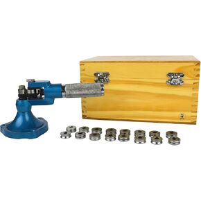 Deluxe Stone Set Ring Stretcher Enlarger Kit w/ 16 Dies and Roller w/Wooden Box for Sizing Rings