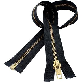 23" Medium Weight Jacket Zipper YKK #5 Brass ~ Separating ~ 580 Black (1 Zipper/Pack)