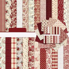 24 Sheets Floral Scrapbook Paper Vintage Red Double Sided Paper Pad 12x12inch Scrapbooking Paper Pattern Decorative Craft Decoupage