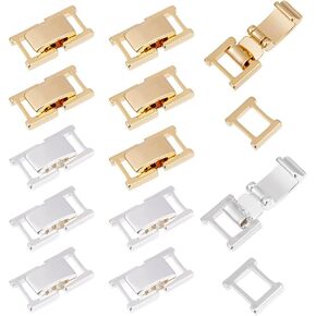DICOSMETIC 12Pcs 2 Colors Fold Over Jewelry Clasp Brass Bracelet Extenders 0.59x0.33x0.16 Inch Small Fold Over Clasp Foldover Extension Clasps Jewelry Extender Clasps for DIY Jewelry Making