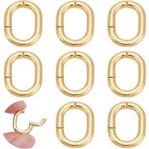 UNICRAFTALE 8 Pcs 13mm 18K Gold Plated Spring Clasp Ring Oval Clasps Enhancer Shortener Clasps Metal Spring Gate Rings Twister Clasps Ring for DIY Bracelet Necklaces Jewelry Making
