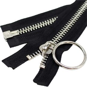 MebuZip #10 22 Inch Shiny Nickel Separating Jacket Zippers Bulk Y-Teeth Silver Teeth Heavy Duty Metal Zippers for Jackets Sewing Coats Crafts (22")