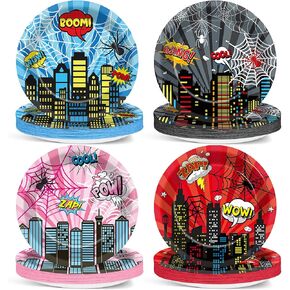 60PCS 7" Spider Birthday Party Dessert Plates Super Theme Hero Parties Supplies Spidey Fans Decorations Pink Ghost Spiders Tableware Dinnerware Set Comic Heroes Disposable Paper Plate for Kids Favor