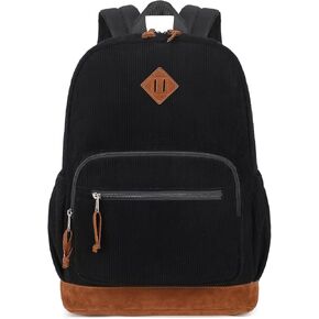 mygreen Corduroy School Backpack for Teens Girls & Boys, Vintage Lightweight 17.7" Laptop Bag with Padded Sleeve, Large Capacity Water-Resistant Bookbag for College, High School, and Daily Use Blue