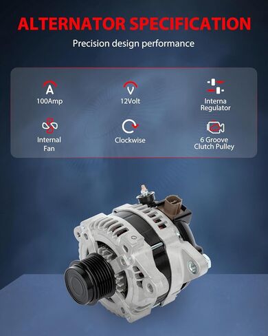 cciyu Alternators 11385 Fit for 2009-2013 For Toyota Corolla 1.8L 2009-2010 For Toyota Matrix 1.8L 2009-2010 For Pontiac Vibe 1.8L 210-0731 210-0699 104210-5490 104210-5491 27060-0P150 in Kuwait