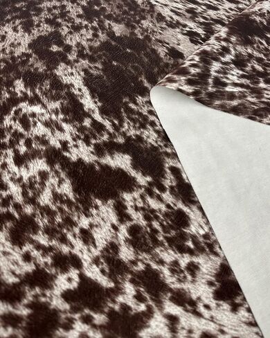 Suede Velvet Longhorn Spotted Cow Print Cowabunga Fabric Upholstery / 54" Wide/Sold by The Yard (Chocolate) in Kuwait