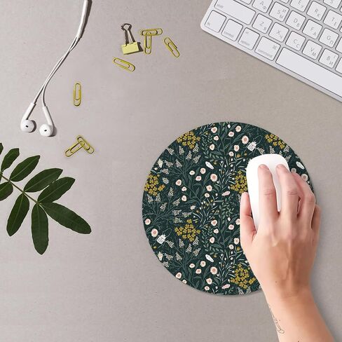 Blue and White Floral Mouse Pad, Luxury Gold Chrysanthemum Flower Mousepad Mouse Mat with Non-Slip Rubber Base for Home Office Desk Accessories, Aesthetic Office Supplies, 9.5x7.9 Inch in Saudi Arabia
