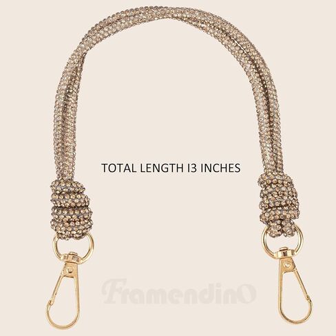 Framendino, 2 Pack Rhinestone Purse Strap Crystal Replacement Shoulder Chain for Women Evening Party Bag 12.6 Inch Gold in Saudi Arabia